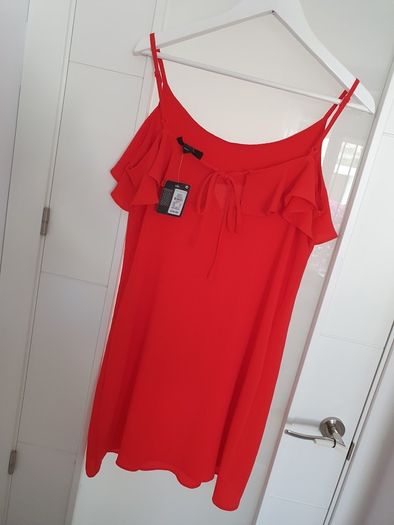 PRIMARK red frill slip dress Sz 14 - Bnwt Rrp 16