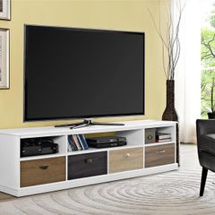 Mercer Tv Console Multicolour Drawers 65" White - 1773096pcomuk