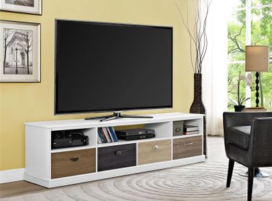 Mercer Tv Console Multicolour Drawers 65" White - 1773096pcomuk