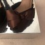Brown Shoes with peep toe and front bow detail Image 2