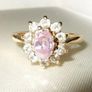 Vintage 9k Gold Hallmarked Pink/White Cluster Image 6
