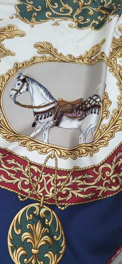 Vintage Ostinelli 100% Silk Made in Italy Equestrian Theme Scarf
