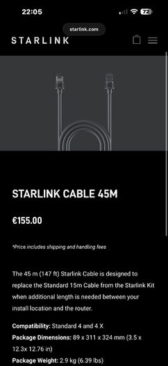 Starlink 45mt Gen3 cable - BRAND NEW
