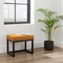 Modern Wooden-Framed Velvet Bench 60x40cm Orange Elegance Image 2