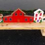 rustic wooden floating shelf display featuring a hand-painted village scene Image 5