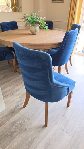 Next Plush Velvet Navy Dining Chairs