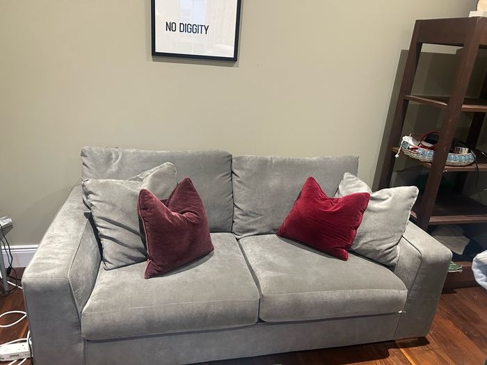 Grey Fabric 2 Seater Sofa For Sale