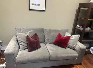 Grey Fabric 2 Seater Sofa For Sale