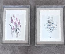 Dunelm Discontinued Eucalyptus & Pink Flowers Framed Prints Matching Pair