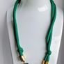 Rich Green & Gold Layered Rope Treble Bead Hoop Necklace Image 3