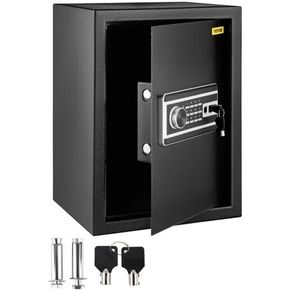 Safe Box, 0.1 m Money Safe with Fingerprint Lock and Digital Keypad, Fireproof Home Safes with A Removable Shelf, Wall-Mounted Security Safe for Cash