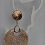 Gold Sunburst Hammered Round Disc Drop Earrings Image 2