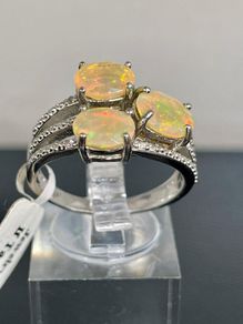 Sterling silver ring with Opals