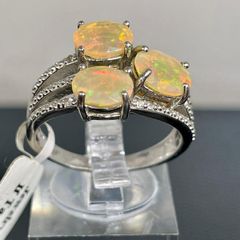 Sterling silver ring with Opals