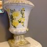 Pair of Decorative Ceramic Urn Planters, Crackle Glaze & Floral Image 3