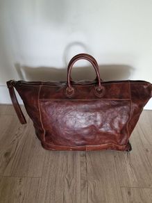 Handmade Italian Leather Travel Bag / Weekend Bag with Wheels