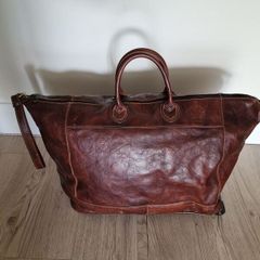 Handmade Italian Leather Travel Bag / Weekend Bag with Wheels