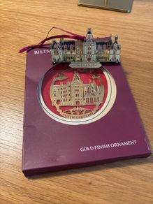 2 Biltmore Estate North Carolina Christmas Tree Gold Finished Ornaments