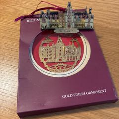 2 Biltmore Estate North Carolina Christmas Tree Gold Finished Ornaments