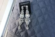 M&amp; M Jewellery  Long  Diamond Silver &amp;  Stone  Earrings  - Costume  Jewellery.  New.