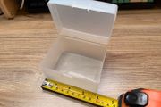 2 Small Frosted Plastic Storage Boxes with Hinged Lids