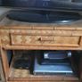 Vintage Rattan and Wood TV Media Stand Unit on Castor Wheels Image 5