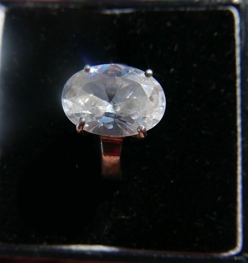 Vintage Sterling Silver 925 White Topaz Ring, Size P - 4,66g