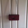 Matte Burgundy Red Chevron Flap Shoulder Handbag with Gunmetal Chain Image 3