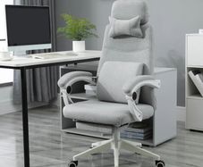 Vinsetto High Back Office Chair Reclining w/ Footrest Grey