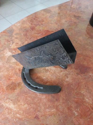 Normandy vintage trench art horseshoe matchbox holder