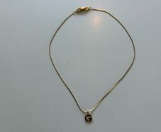Givenchy G Logo Pendant Necklace Gold Plated 80s Box Clasp Vintage Authentic