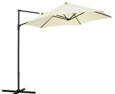 2.5M Garden Cantilever Parasol with 360 Rotation, Offset Roma Patio Umbrella Hanging Sun Shade Canopy Shelter with Cross Base, Beige