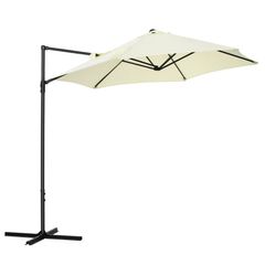 2.5M Garden Cantilever Parasol with 360 Rotation, Offset Roma Patio Umbrella Hanging Sun Shade Canopy Shelter with Cross Base, Beige