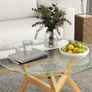Round side table made of tempered glass with adjustable foot pads and steel frame Image 3