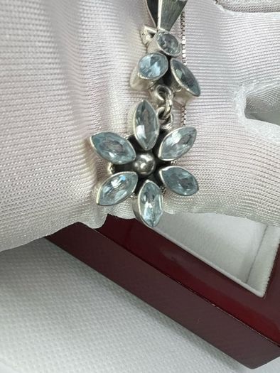 Silver Aquamarine & Sterling Silver Pendant Necklace