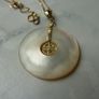 14ct Gold Mother of Pearl Pendant and 9ct Gold Chain Necklace. Chinese Character Design. Image 5