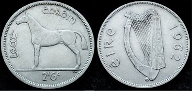 [#1013] - Ireland 1962 | Half Crown | Irish 2s6d | Horse | KM.16a