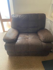 Brown leather recliner chair