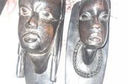 Pair of Antique Wood Carved Heads postage available or collection