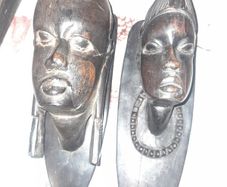 Pair of Antique Wood Carved Heads postage available or collection