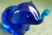 Vintage Blown Glass Blue Elephant Figurine - Handmade Small Art