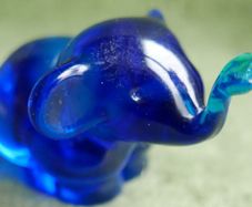 Vintage Blown Glass Blue Elephant Figurine - Handmade Small Art