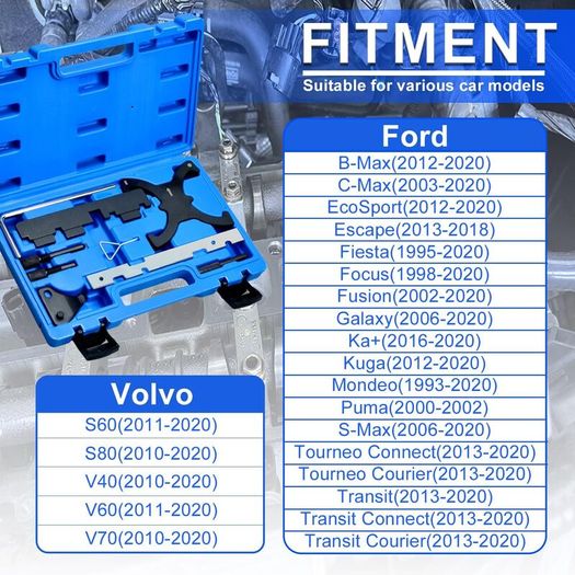Engine Camshaft Timing Belt Locking Alignment Tool Kit Compatible with Ford Focus Fiesta Mazda 1.5 1.6 VCT Ecoboost Volvo