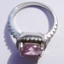 Vintage Solid Sterling Silver 925 and DQCZ Pink Halo Ring Size L1/2 - 3,43g Image 10