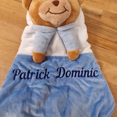 Personalised embroidery 3D Teddy Head Velour Twin Layer Comforter