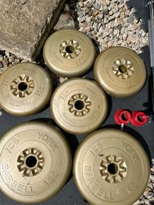 york weights set + 5ft bar