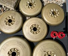 york weights set + 5ft bar