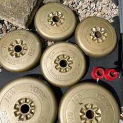 york weights set + 5ft bar
