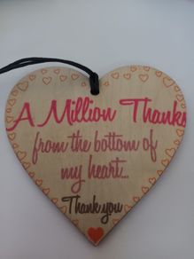 Bnwt wooden heart thank you
