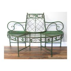 Tree Bench Half Round Green Ornate D11688